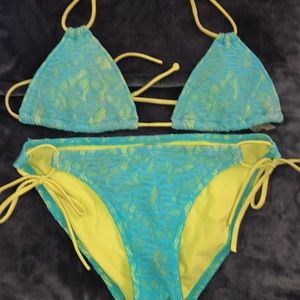 Blue and Yellow Lace Victoria Secret Bikini